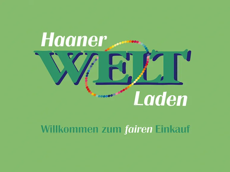 "Haaner Welt Laden" Logo: Fair-Trade-Laden, willkommen zum fairen Einkauf.